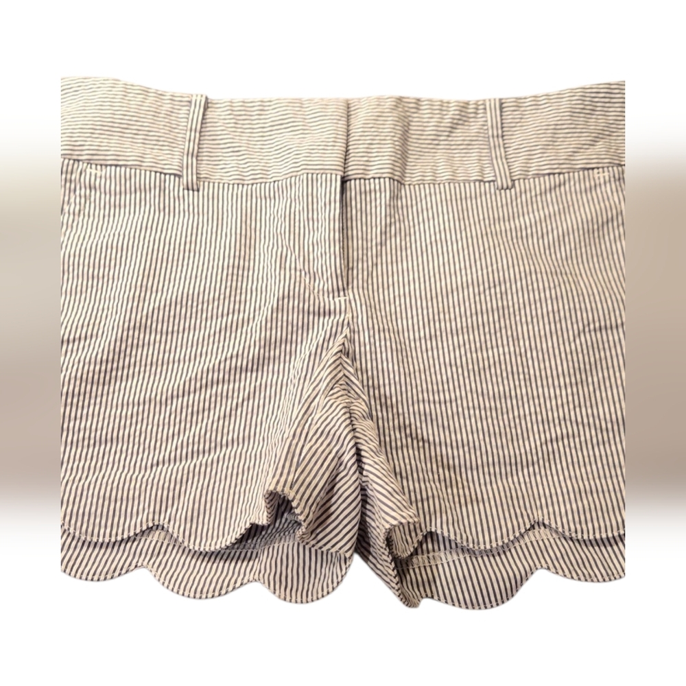 Ann Taylor Gray & White Pinstriped Scalloped Hem Shorts Size 6